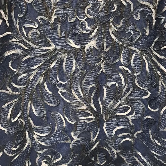 JS Collections Illusion Mesh Off-the-Shoulder Short Sleeve Gown - Picture 7 of 9